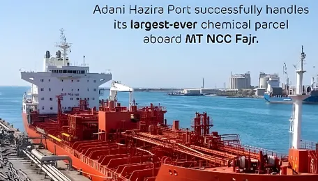 Adani Hazira Port handles record 72,000 MT chemical parcel aboard MT NCC Fajr 