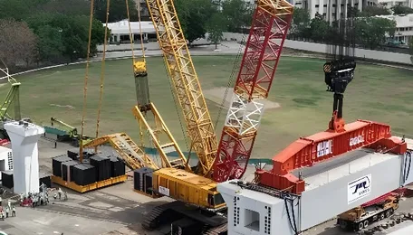 Heaviest portal beam launched over Indian Railway tracks for Mumbai-Ahmedabad Bullet Train Project 