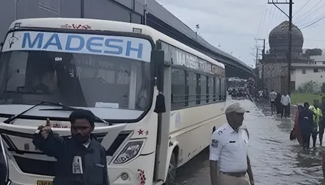 Hyderabad Waterlogging Slows Peak Hour Commute