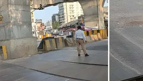 Mumbai Bandra Stretch Slows After Sudden Road Damage
