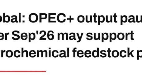 Global: OPEC+ output pause after Sep'26 may support petrochemical feedstock prices 