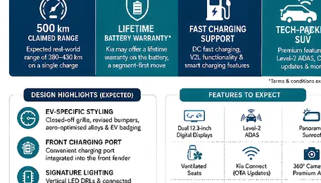 Kia Syros EV May come with 500 km+ Range, Lifetime Battery Warranty: A New Challenger in India’s Mass-Market EV Space 