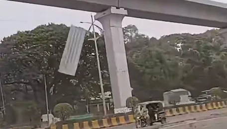 Biker escapes narrowly after winds dislodge steel sheet from Pune Metro site