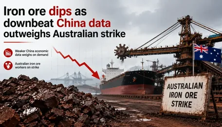 Iron ore dips as downbeat China data outweighs Australian strike