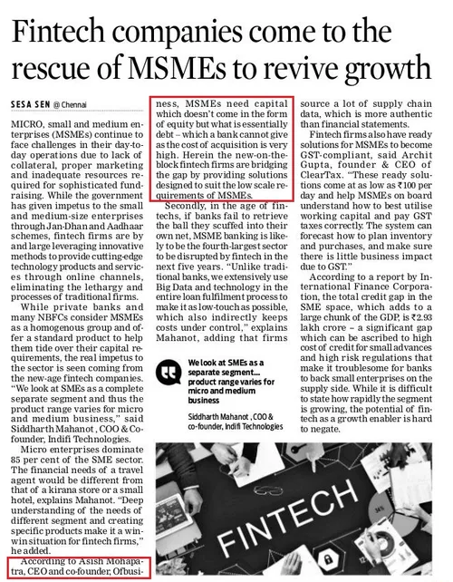 Fintech companies come to rescue of MSMEs to revive growth